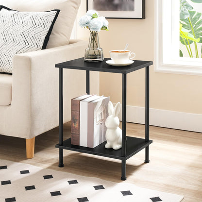 HOOBRO End Table, Small Side Table, Nightstand with 2-Layer Storage Shelves, Sofa Table for Small Spaces, Living Room, Bedroom, Stable Frame, Easy Assembly, Rustic Brown BF09BZ01