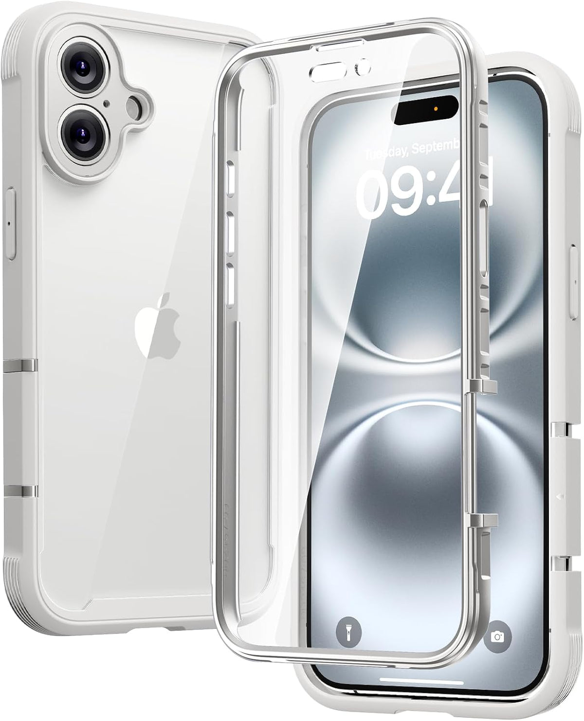 Diaclara Designed for iPhone 15 Plus Case 6.7 Inch, Full-Body Clear Bumper Cases w/Built-in Screen Protector, 360 Protective Rugged Case + Glass Camera Lens Protector,Mint Green