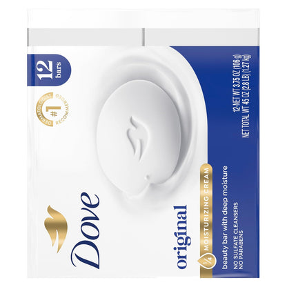 Dove Beauty Bar Soap Original 8 Count for Soft, Smooth Skin, with 1/4 Moisturizing Cream 3.75 oz