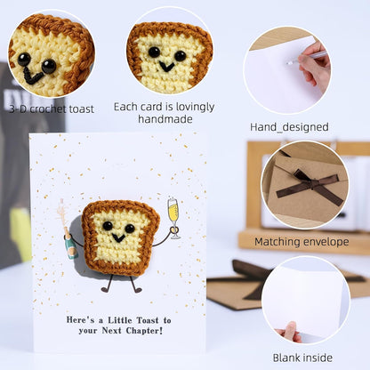 3D Crochet Toast Card for New Chapter - A Little Toast to Your Next Chapter