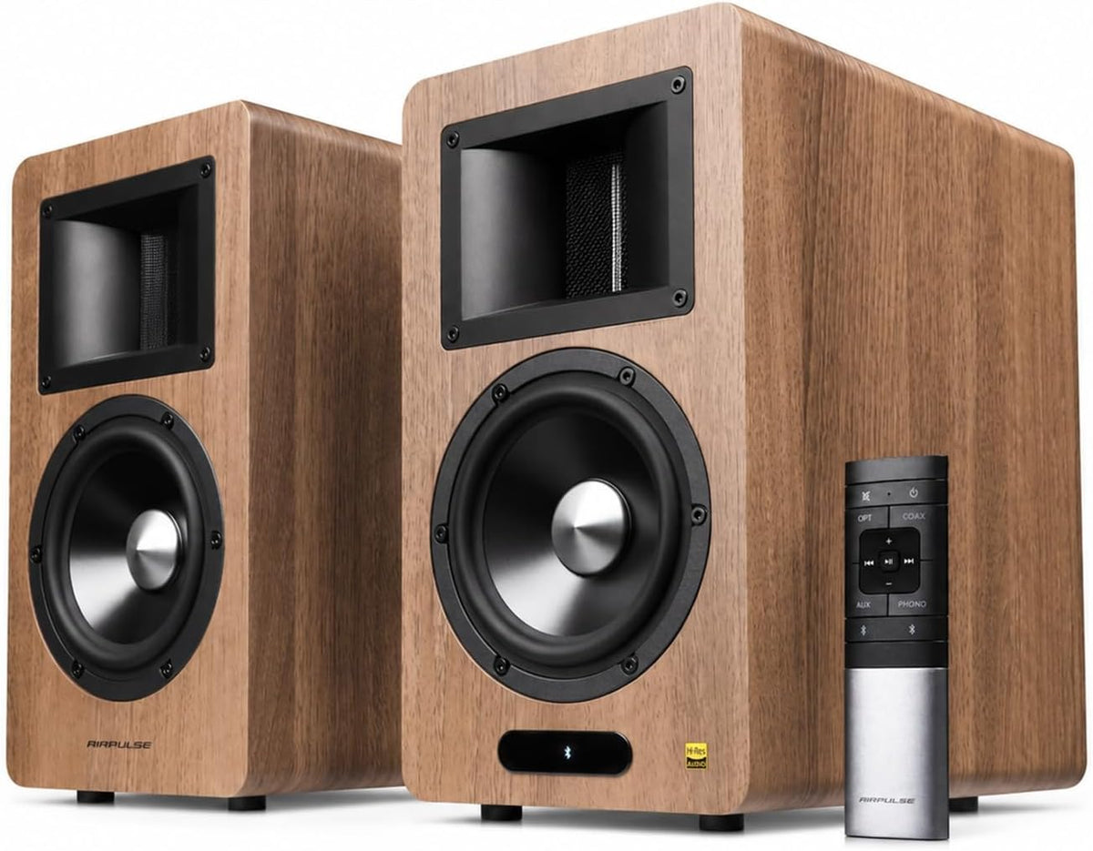 Edifier Airpulse A200T Powered Bookshelf Speakers, 130W RMS, Walnut