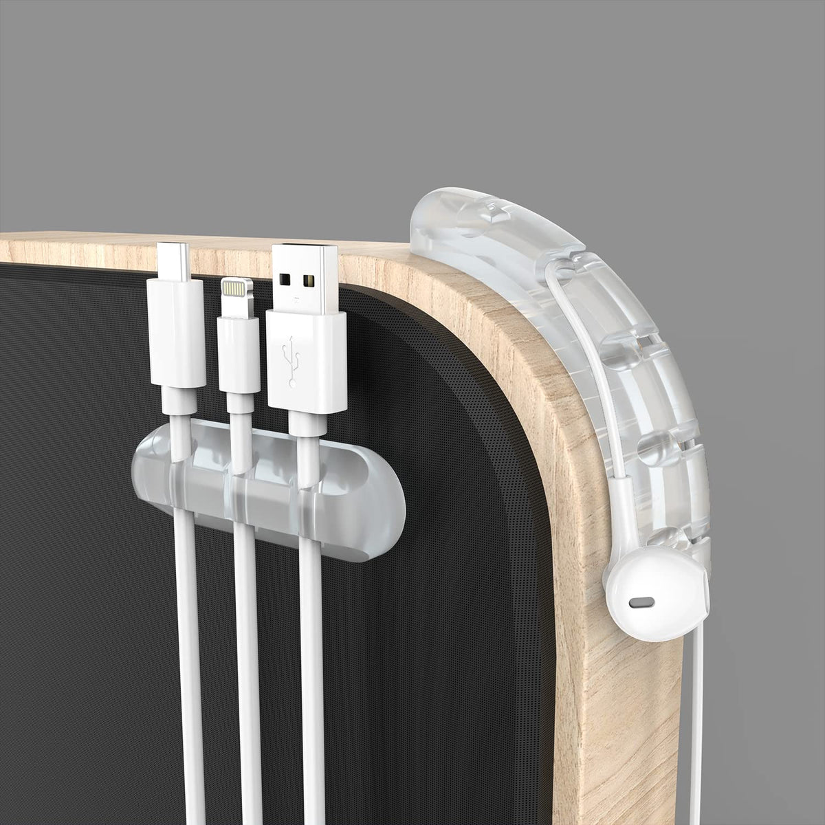 Cord Organizer for Desk, White Cable Organizer Cable Clips 2 Pack