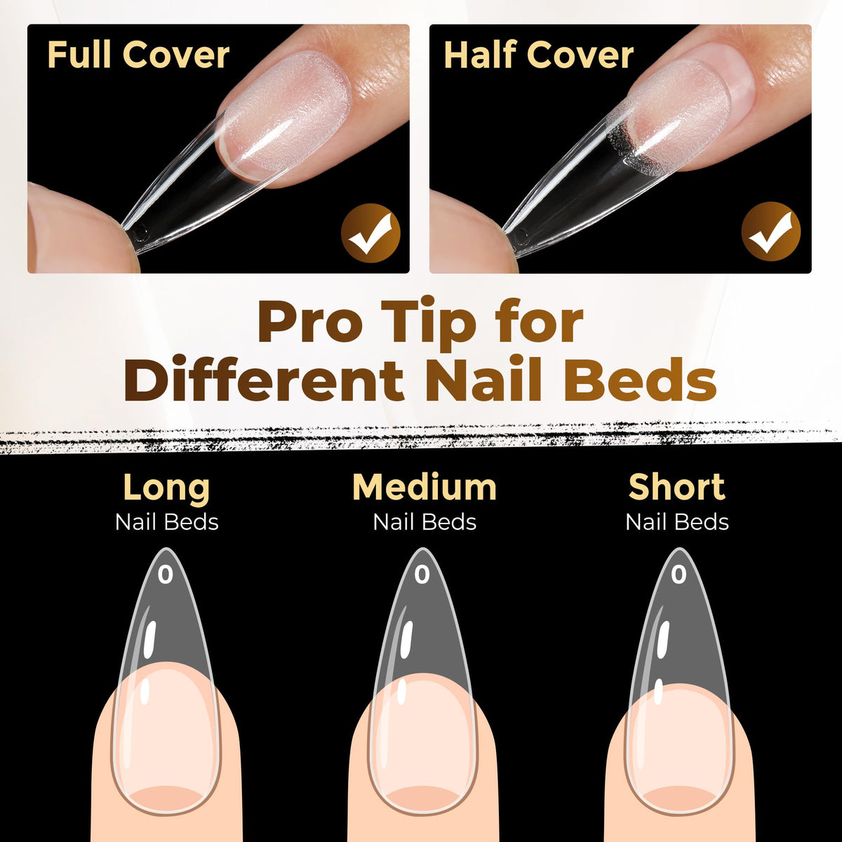 UNA GELLA Short Sharp Square Nail Tips 504pcs X-Soft Flat Square Nails
