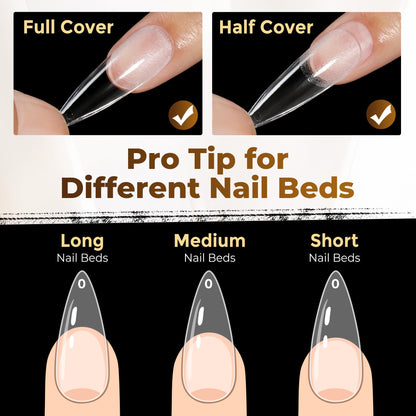 UNA GELLA Short Sharp Square Nail Tips 504pcs X-Soft Flat Square Nails