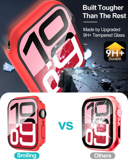 Smiling 2 Pack Case Compatible with Apple Watch Series 9 (2023)/Series 8 /Series 7 45mm with Tempered Glass Screen Protector, Hard PC Case Overall Protective Cover- Starlight