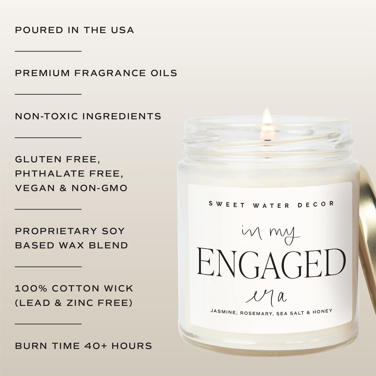 Sweet Water Decor Forever and Always Wedding Soy Wax Candle, 9oz Clear Jar