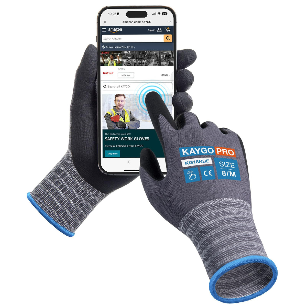 KAYGO Safety Work Gloves MicroFoam Nitrile Coated 12 Pairs, KG18NH