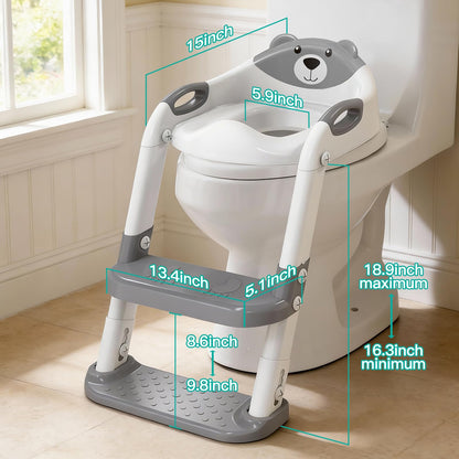Potty Training Toilet for Toddlers, 2-in-1 Potty Training seat, Anti-Slip (Chocolate, Bear)