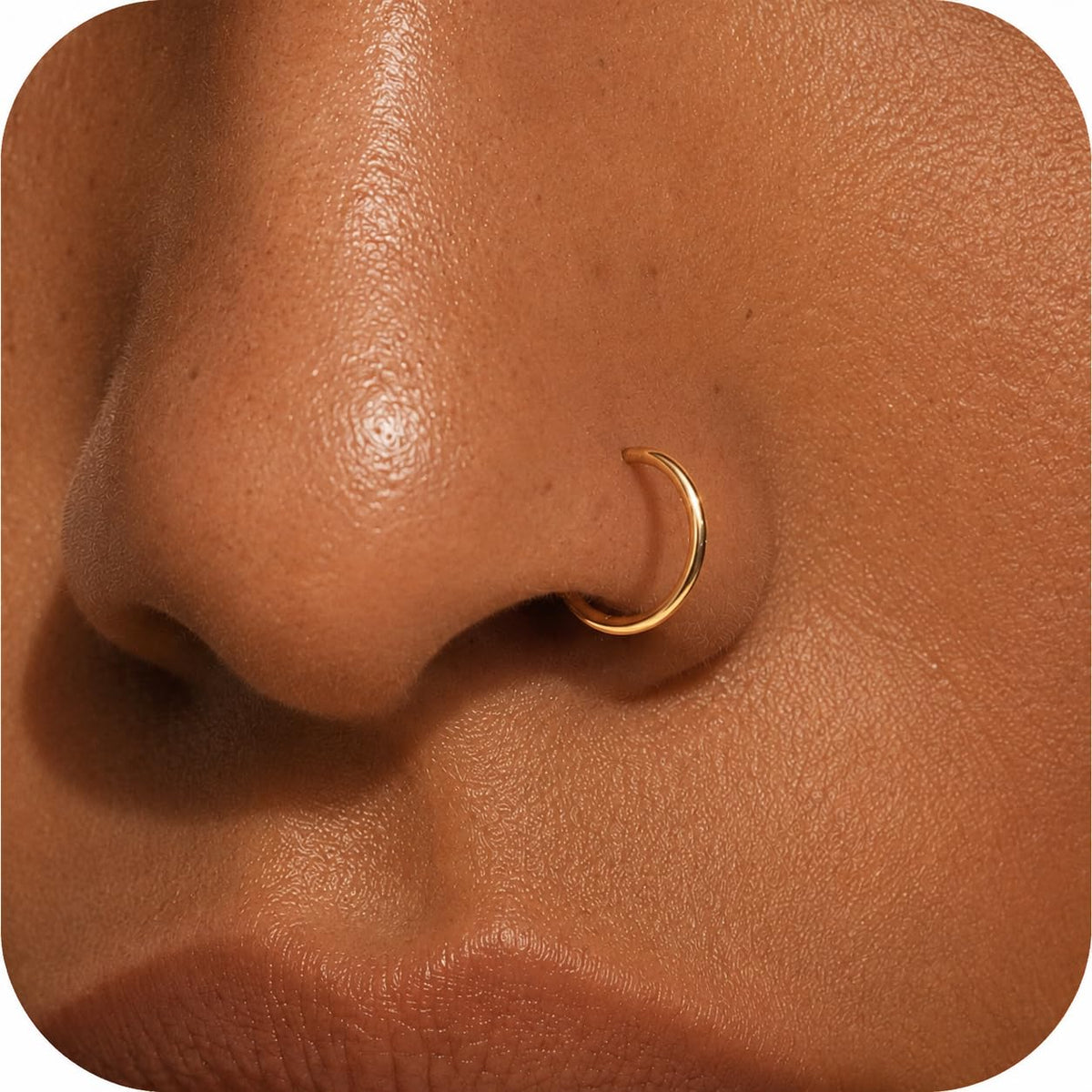 Small Thin Gold or Sterling Silver Nose Ring Hoop for Women, 20G/22G/24G