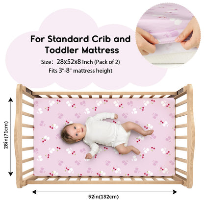 Yoofoss 2-Pack Baby Crib Sheets for Boys Girls 52x28 (Green+Leaf)