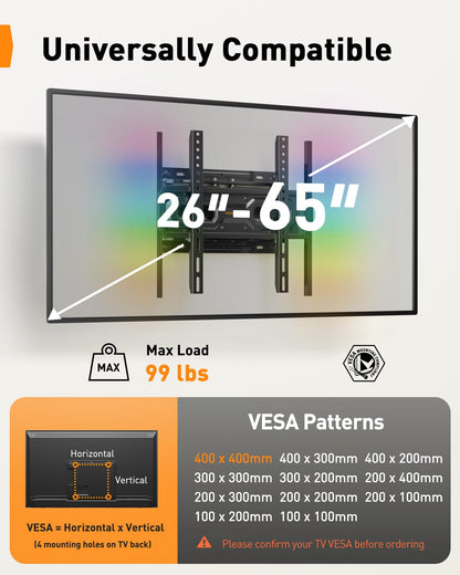 Perlegear Full Motion TV Wall Mount with Power Strip for 60–120 Inch TVs