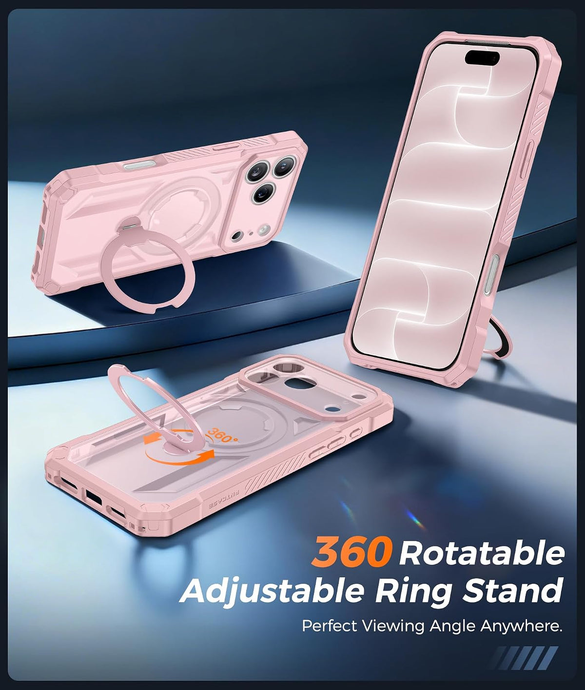 FNTCASE for iPhone 17 Case with 360 Spin Magnetic Stand