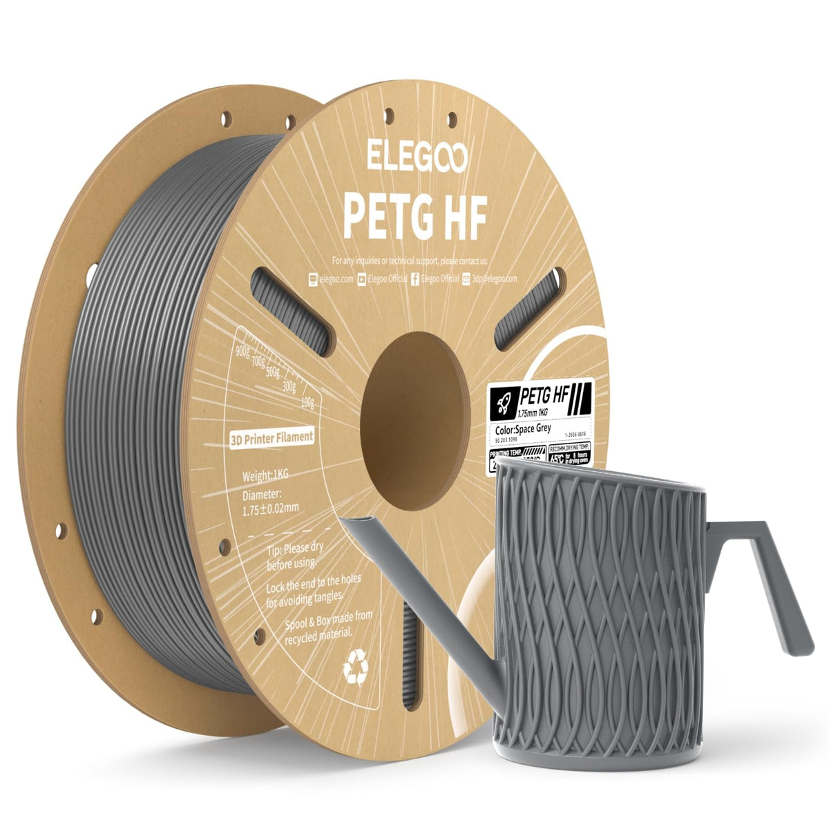 ELEGOO Rapid PETG 3D Printer Filament 1.75mm Black 1KG
