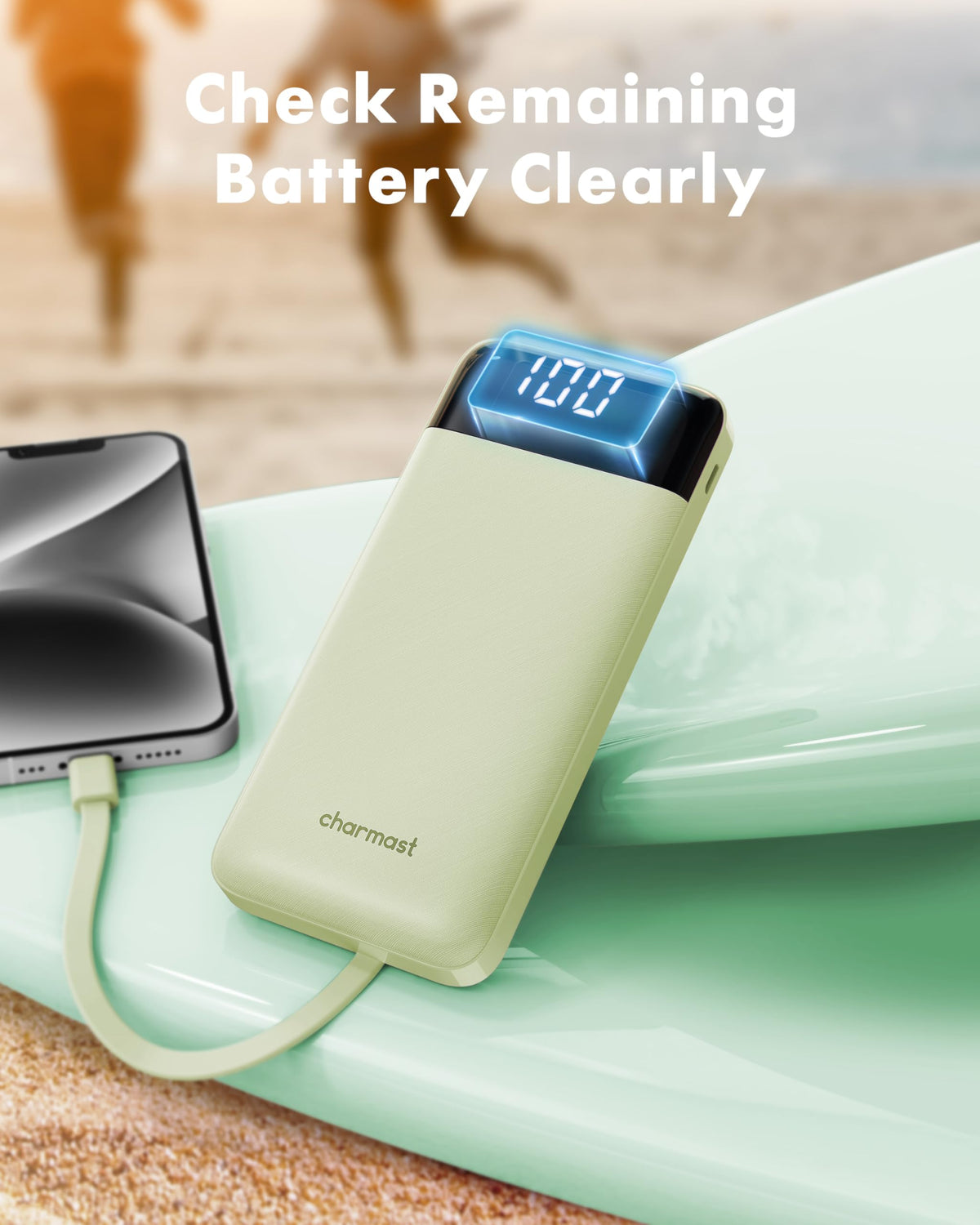 charmast Portable Charger Power Bank with Reinforced Built-in 4 Cables