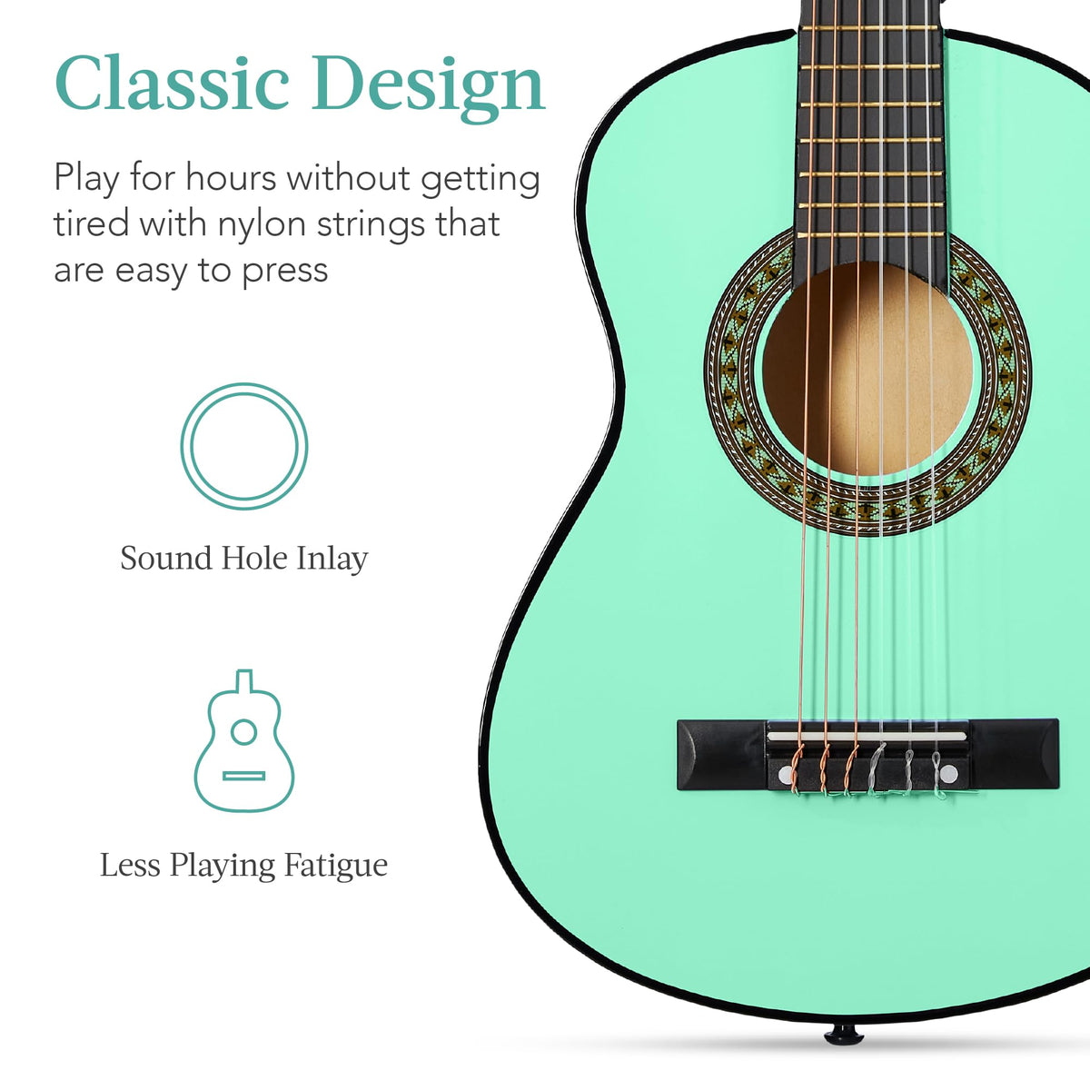 Best Choice Products 30in Kids Acoustic Guitar, All-in-One Beginner Starter Kit w/Strap, Case, Extra Strings, Rosette Inlay - Pink