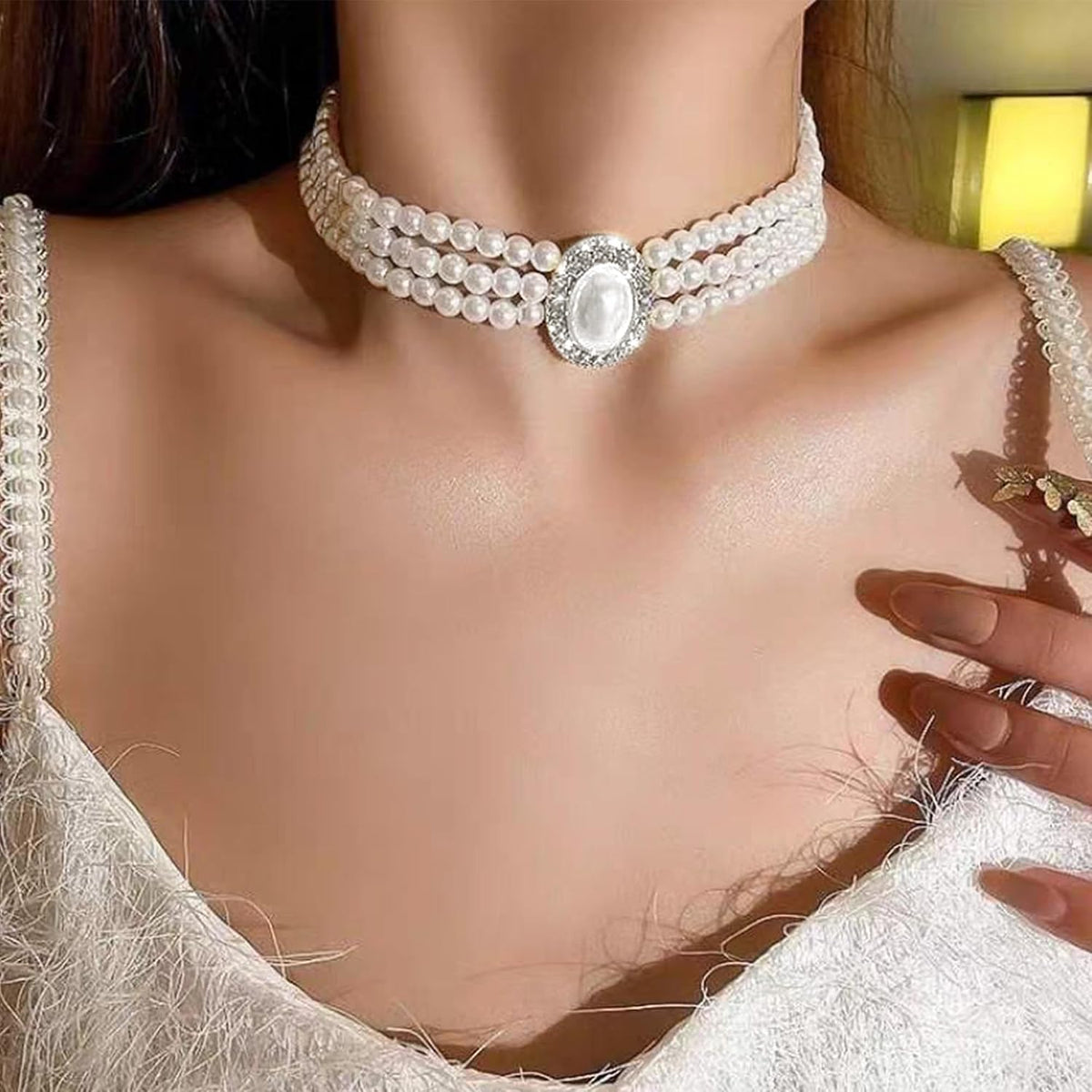 Halloween Pearl Choker Necklace Gothic Blood Pearl Vampire Necklace