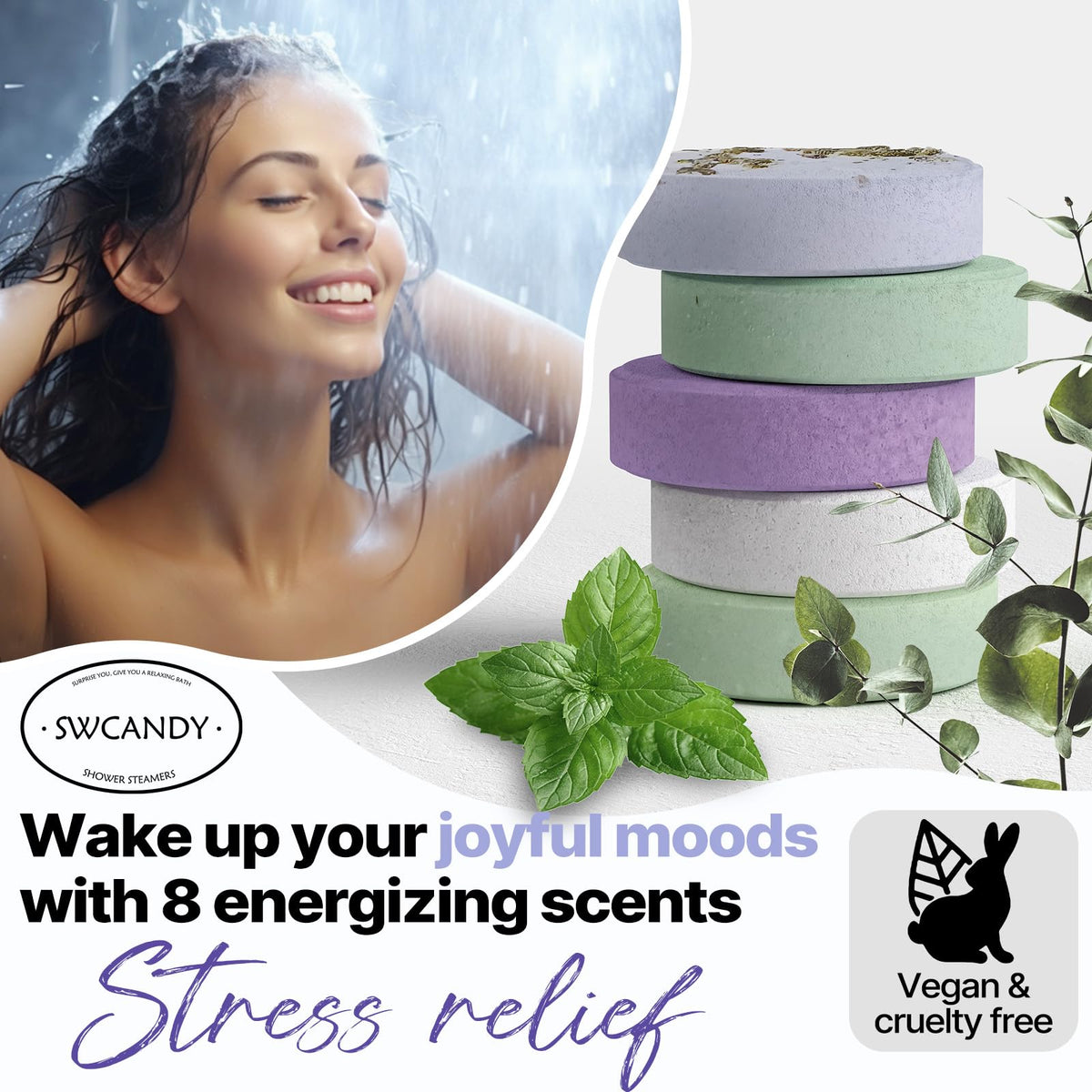 SWCANDY Sandalwood Shower Steamers 8 Pack, Home Spa Self Care