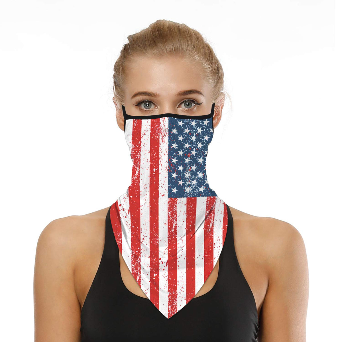 YAYOUREL Neck Gaiter Face Mask Bandanas for Men Women UV Face Scarf Cover Ear Loop Hole Facemask for Fishing Running Cycling