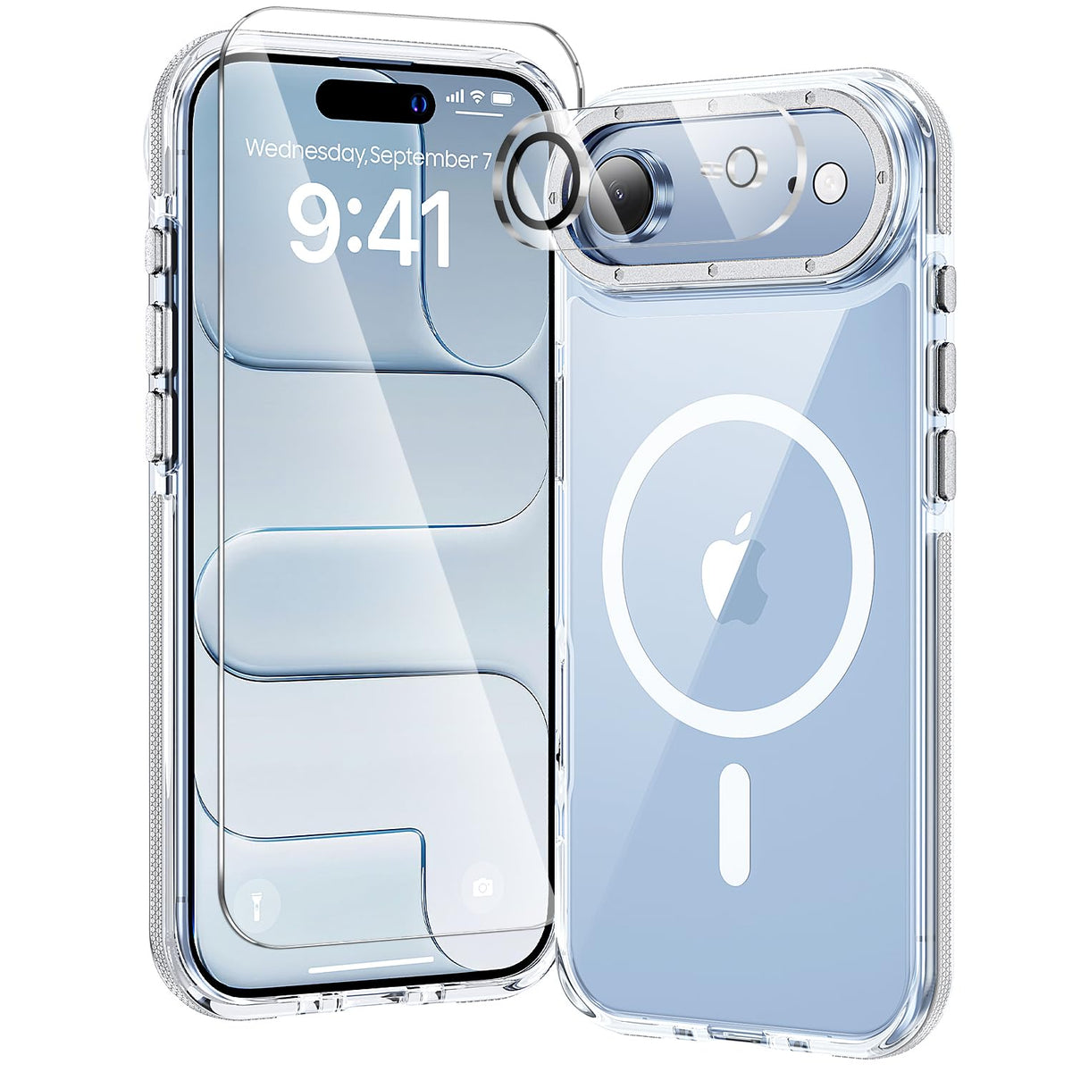 toushion 3 in 1 for iPhone 15 Plus Case Transparent
