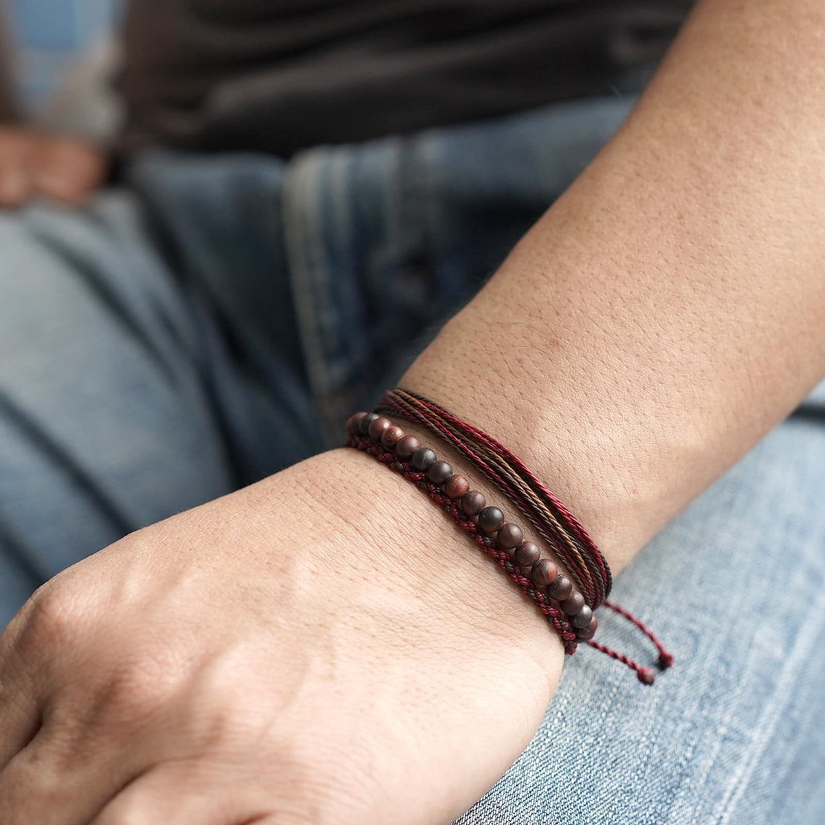 Mezcla Vida Handmade Natural Stone Beaded Healing Bracelet Gift for Men Adjustable Rope String Bracelet