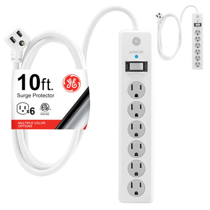 GE Surge Protector Power Strip, 2 Pack, 6 Ft Extension Cord