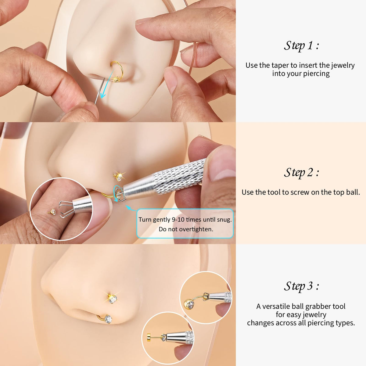 Horseshoe Nose Ring 20g 18g Gold Silver Opal CZ Double Gem Nose Rings Studs for Women Men 7mm 8mm Hypoallergenic Hoop Earrings Cartilage Helix Tragus Nostril Septum Daith Piercing Jewelry