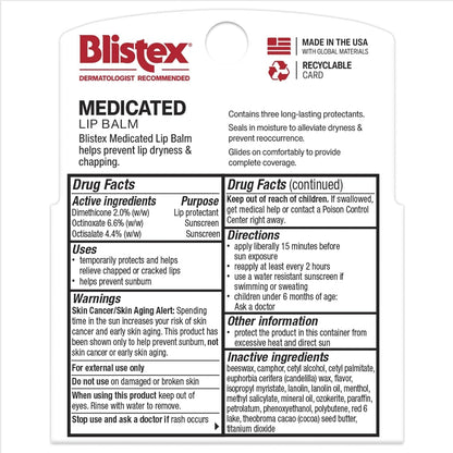 Blistex Medicated Mint Lip Balm, 0.15 Oz