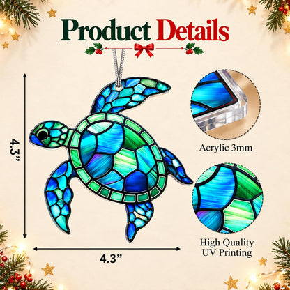 Sea Turtle Gift for Women, Mom & Daughter Christmas Ornament with Card