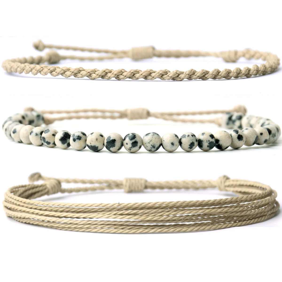 Mezcla Vida Handmade Natural Stone Beaded Healing Bracelet Gift for Men Adjustable Rope String Bracelet