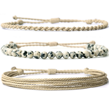 Mezcla Vida Handmade Natural Stone Beaded Healing Bracelet Gift for Men Adjustable Rope String Bracelet