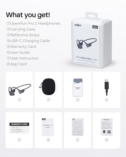 SHOKZ OpenRun Pro 2 Bone Conduction Bluetooth Sport Headphones, Black