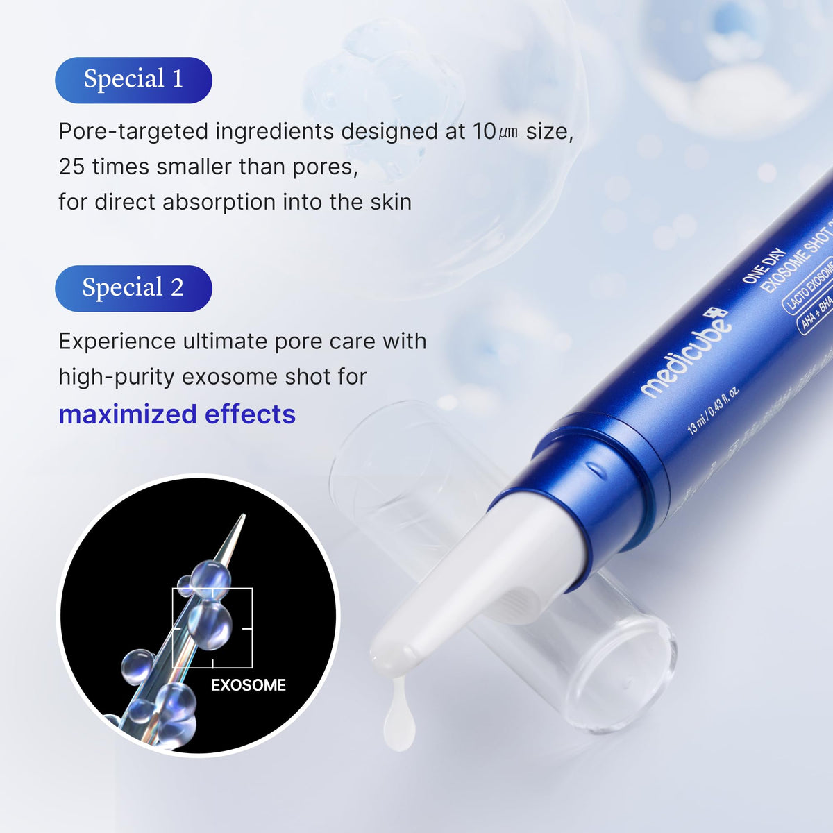 medicube Exosome Shot Zero 2,000 PPM Spicule Facial Serum For Pores & Sebum