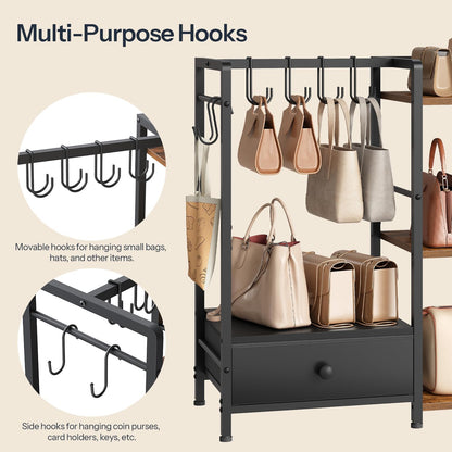 HOOBRO Purse Organizer Rack for Closet, 3-Tier Handbag Storage Stand