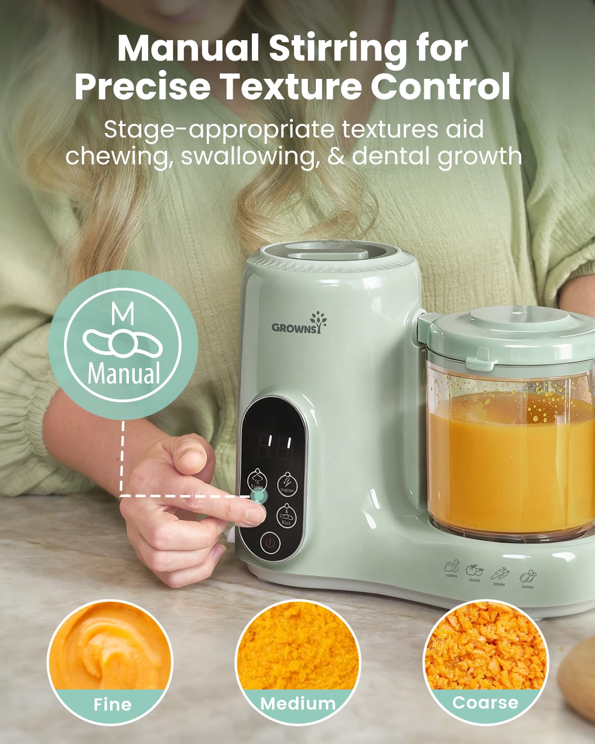 Grownsy Baby Food Maker, Steamer & Blender Baby Food Processor, Dark Grey