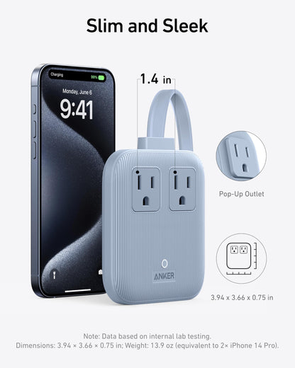 Anker Travel Power Strip, Anker Nano 67W Max 6-in-1 USB C Charger, 2 USB C