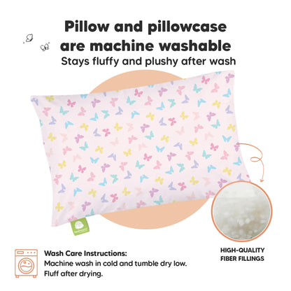 Toddler Pillow with Pillowcase 13x18 My Little Dreamy Pillow(Jolly Rainbow)