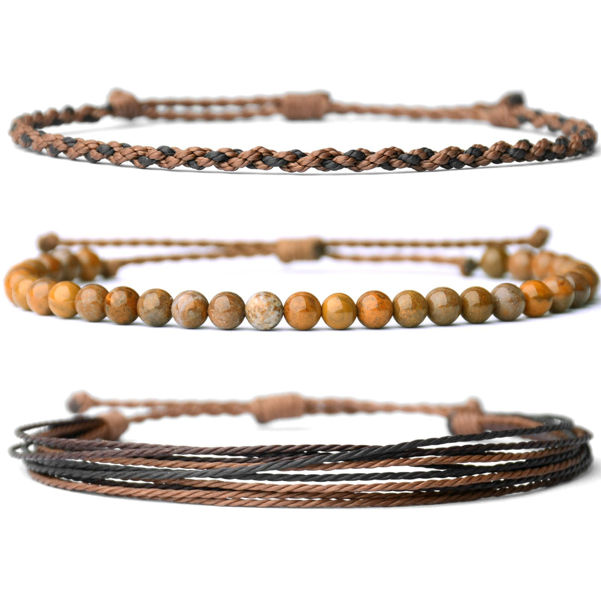 Mezcla Vida Handmade Natural Stone Beaded Healing Bracelet Gift for Men Adjustable Rope String Bracelet