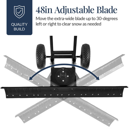 Best Choice Products 36in Heavy-Duty 2-Wheel Snow Pusher Hand Plow - Black