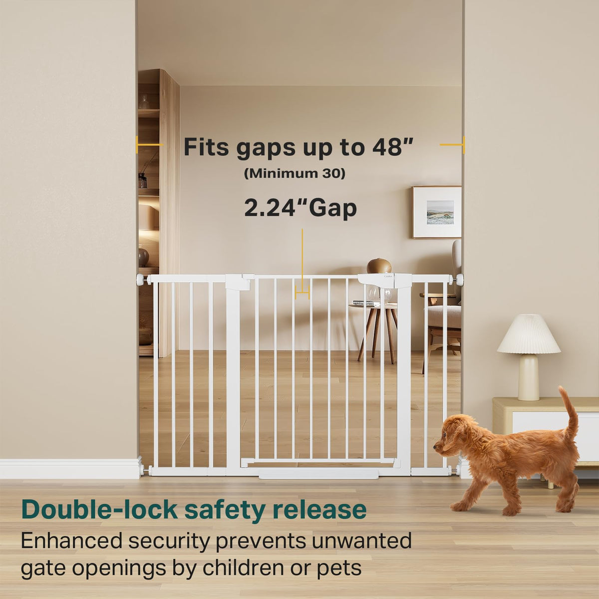 Cumbor 29.7-51.5 in Extra Wide Baby Gate for Stairs, Dog Gate Indoor Black