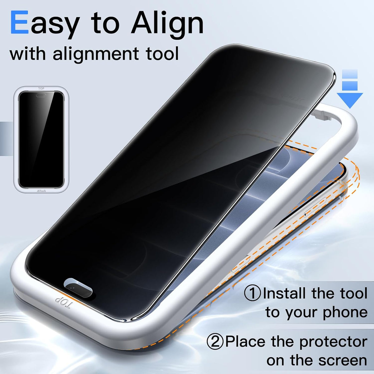 JETech Privacy Screen Protector for iPhone 16 Pro Max, 2-Pack