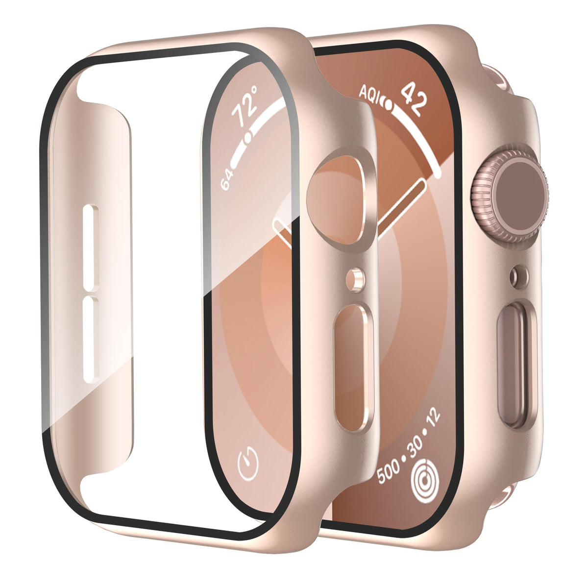 Smiling 2 Pack Case Compatible with Apple Watch Series 9 (2023)/Series 8 /Series 7 45mm with Tempered Glass Screen Protector, Hard PC Case Overall Protective Cover- Starlight