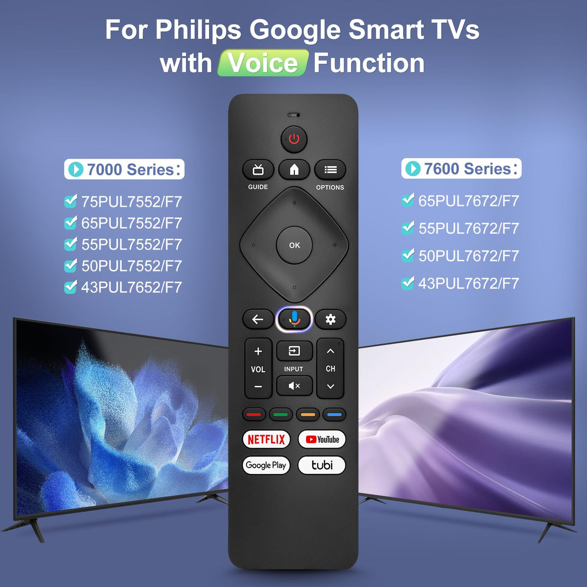 Replacement for Samsung TV Remote, for All 2018-2024 Samsung Remote Control for Smart TV with Voice Control. No Solarcell. 2-Year Warranty.