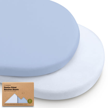2pk Organic Baby Bassinet Sheets Boys, Girls, Fitted Sheet (Soft White)
