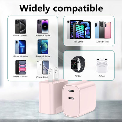 USB C Charger Block 3 Pack, Dual Port 20W Fast Wall Plug