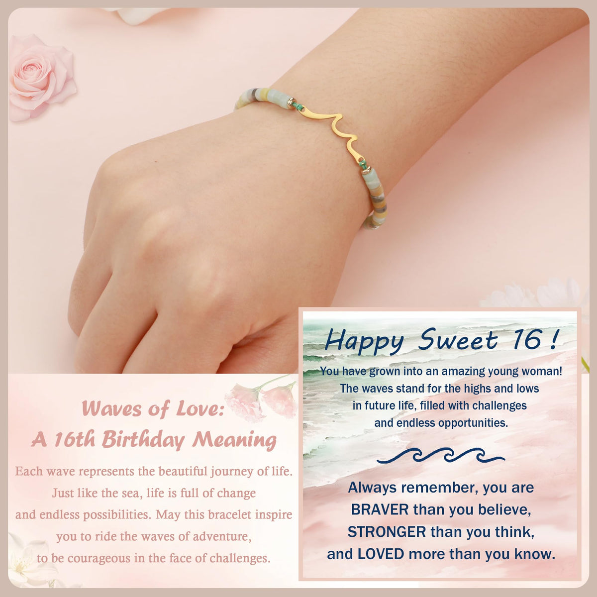 13th 16th 18th 40th 50th 60th Birthday Gifts Wave Birthday Bracelet