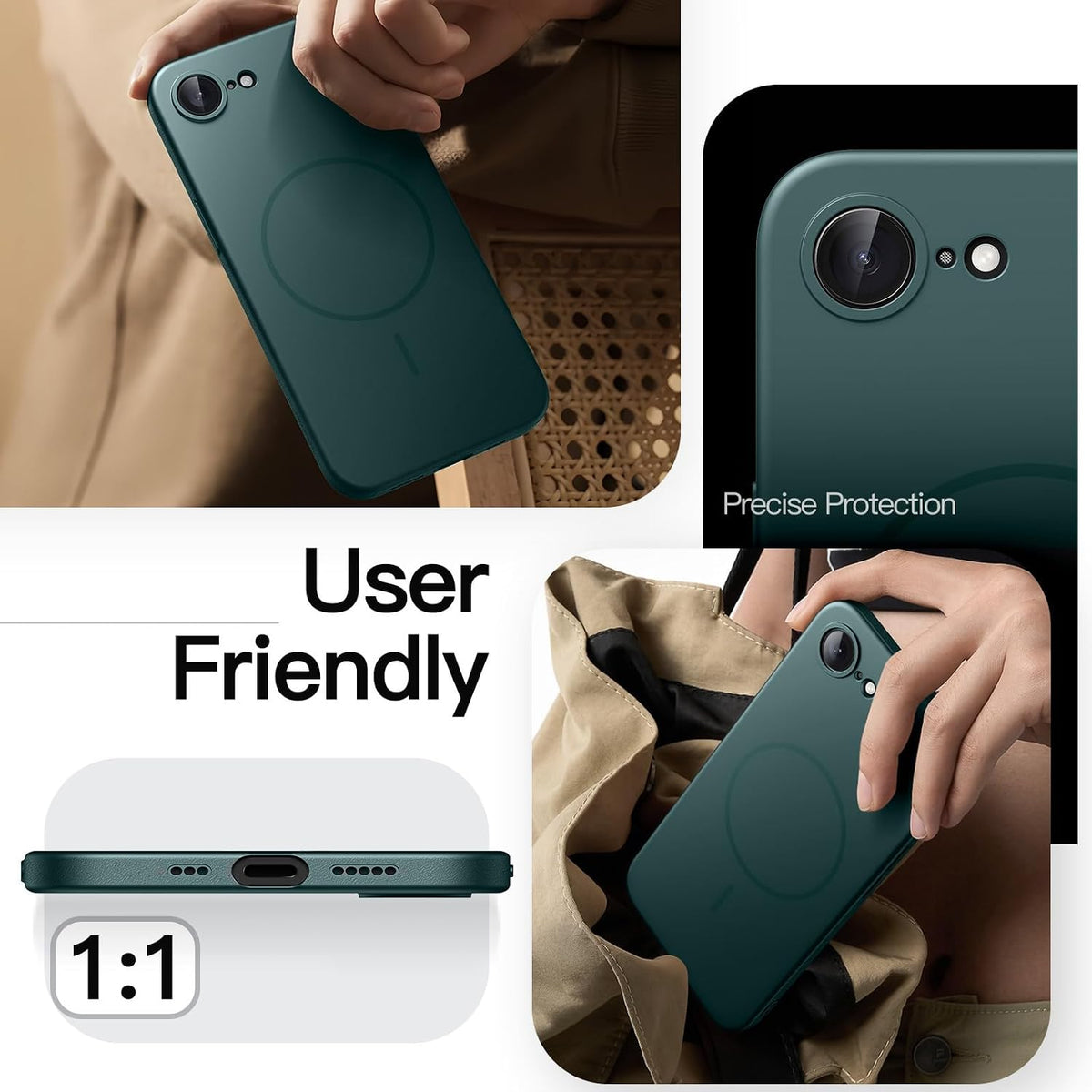 JETech Magnetic Slim Case for iPhone 18 Pro, Dark Cherry