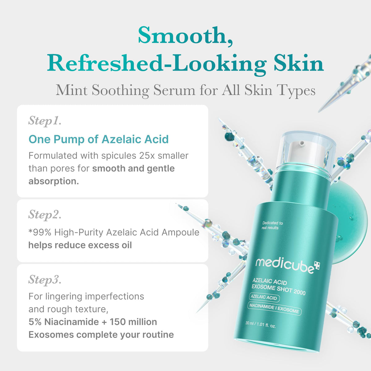 medicube Exosome Shot Zero 2,000 PPM Spicule Facial Serum For Pores & Sebum