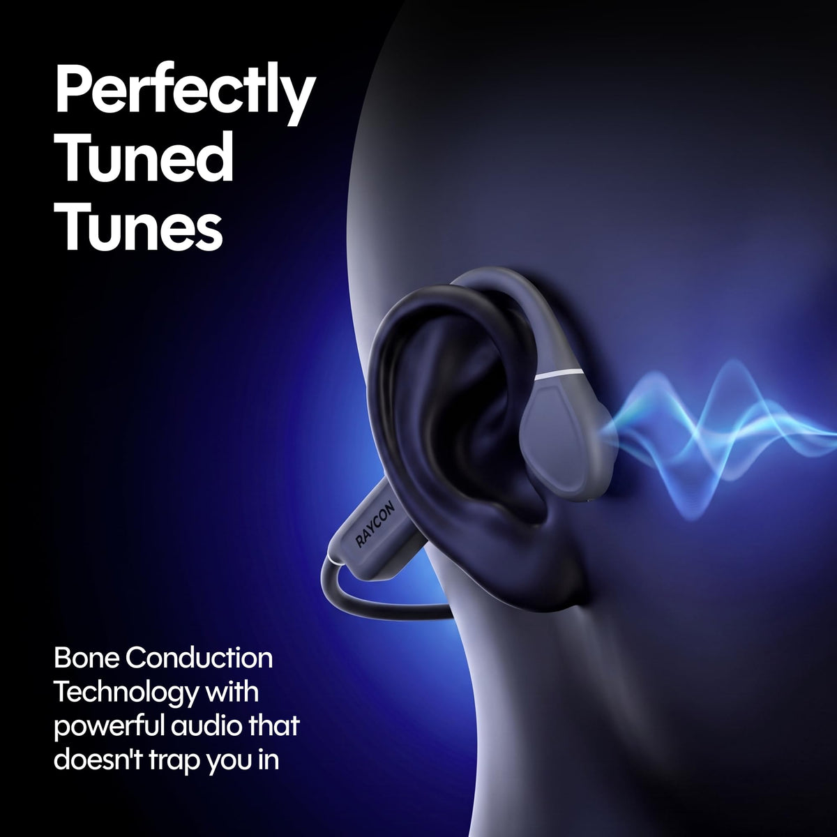 Raycon Bone Conduction Headphones - Open Ear Running Headphones & Bluetooth Earbuds, Sweat & Water-Resistant with Mic (Gray)