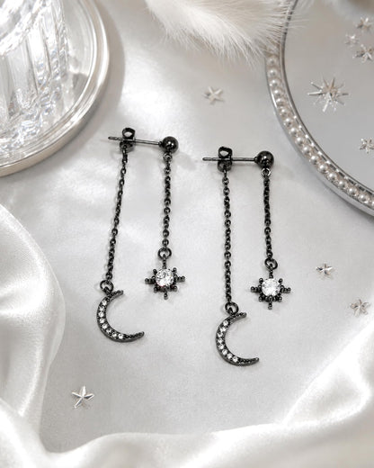 Moon and Star Dangle Earrings