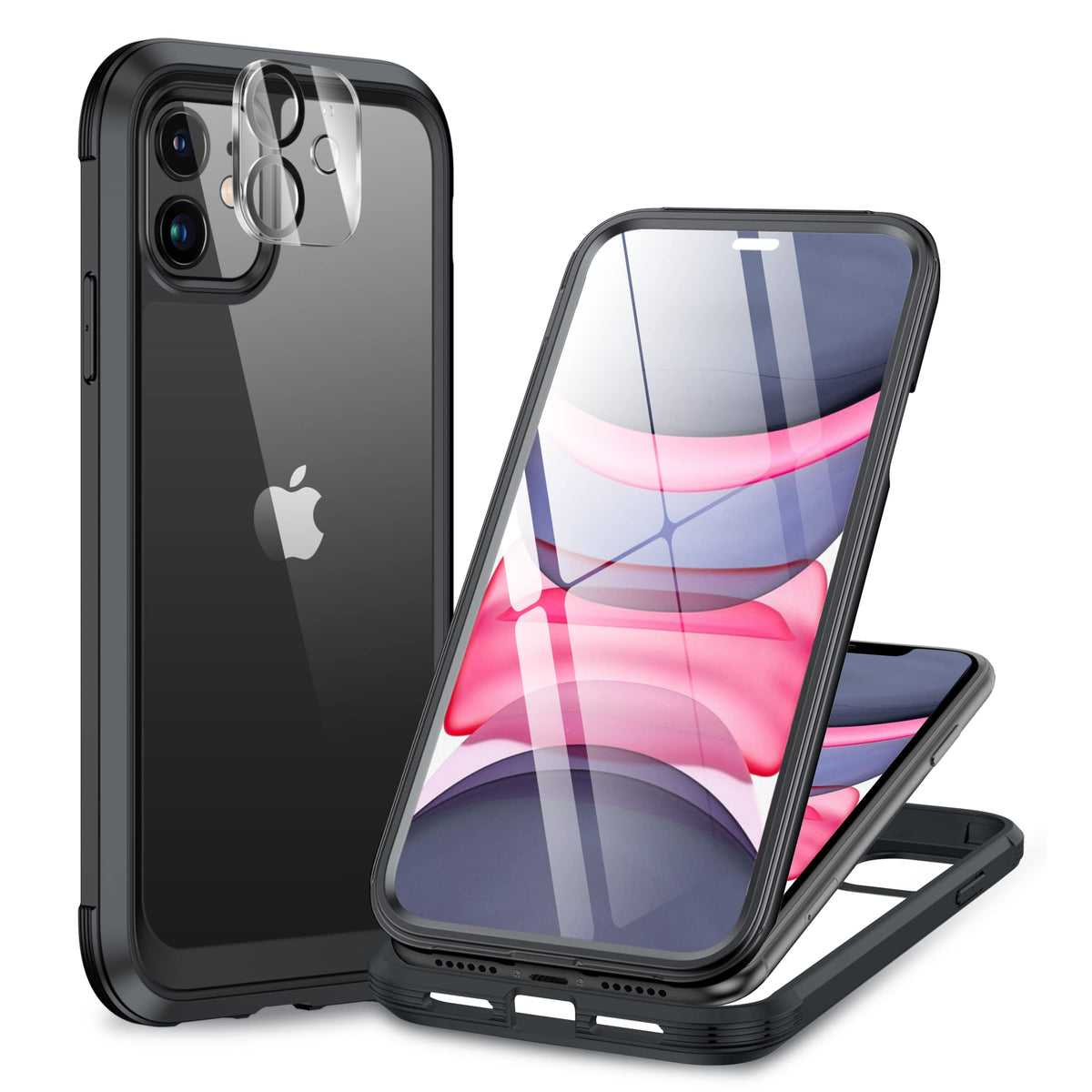 Miracase for iPhone 17e Case & iPhone 16e Case, Full-Body Phone with Built-in Glass Screen Protector, [Magnetic with MagSafe] Military Drop Proof 17 E/ 16 E Cover Bumper 6.1 inch, Black